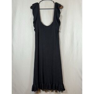 Revolve House of Harlow 1960 Crochet Knit Sweater Ruffle Dress Black Goth M